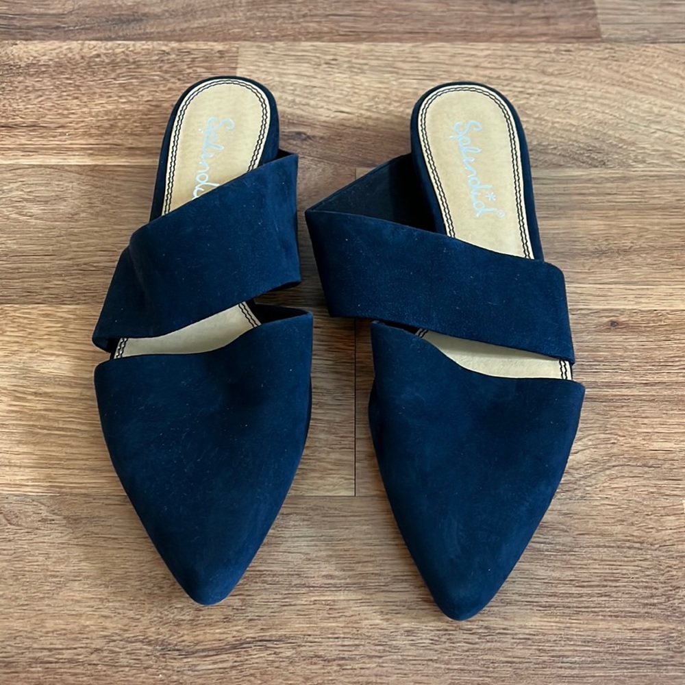 Splendid navy suede slip-on slide shoes, Womens size 9